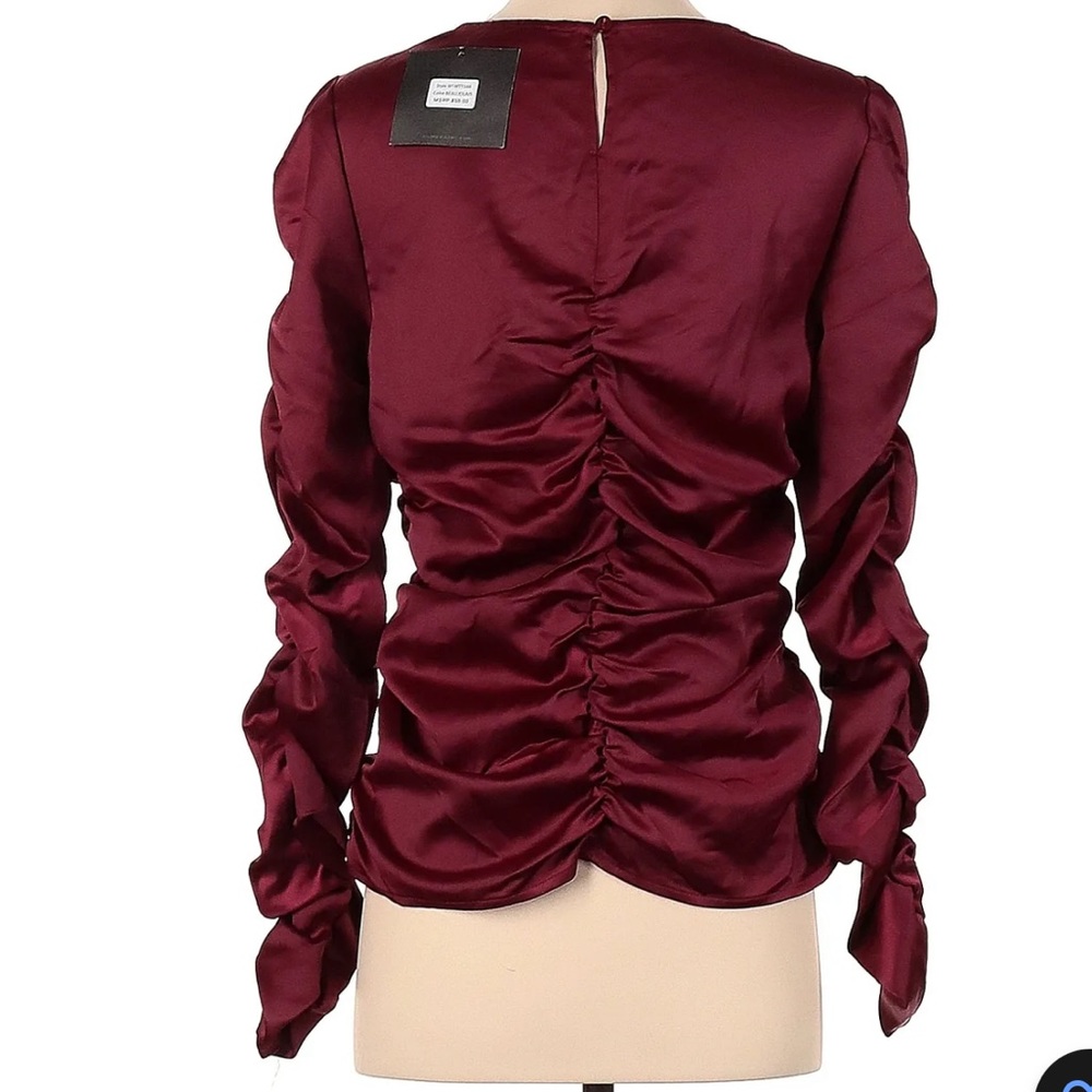 Marc New York Burgundy Wine Ruched Long Sleeved Blouse Size M - Picture 2 of 9